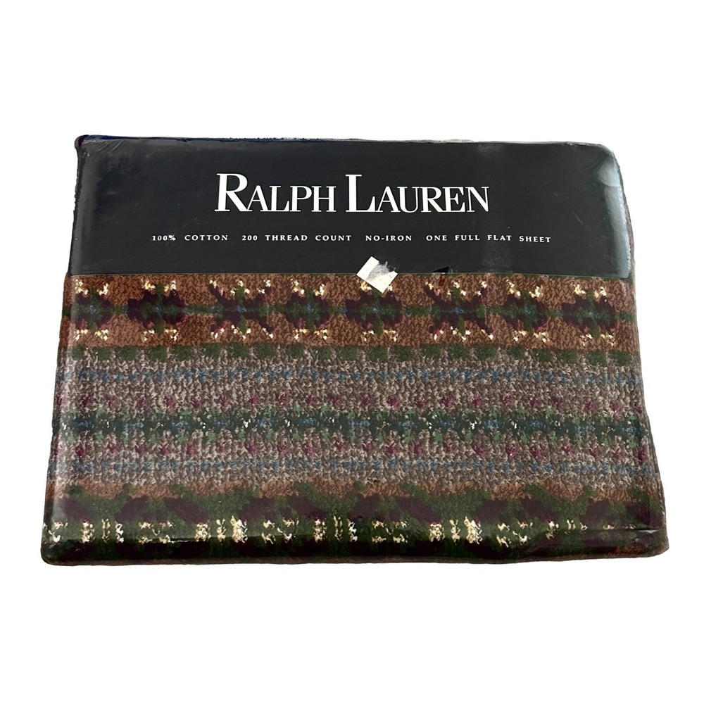 RALPH LAUREN Home Collection Leland Fair‎ Isle Multi Full Flat Sheet 100% Cotton